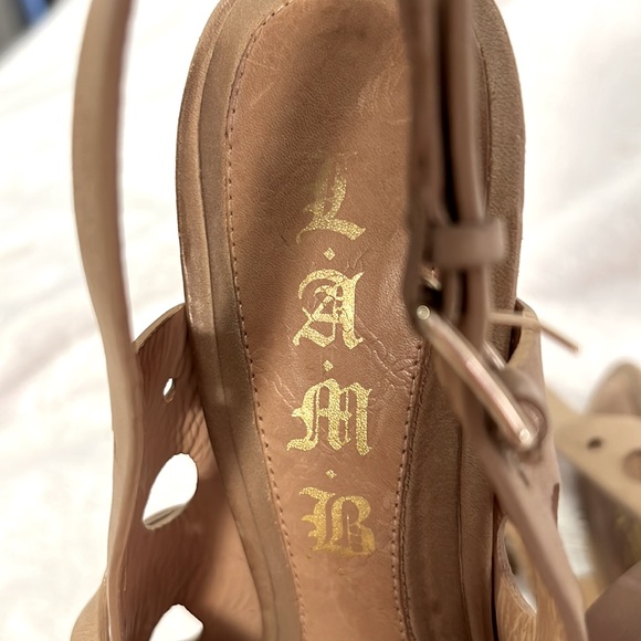 L.A.M.B. nude soft leather 4.5 inch stilettos strappy size 8.5 - Picture 8 of 11